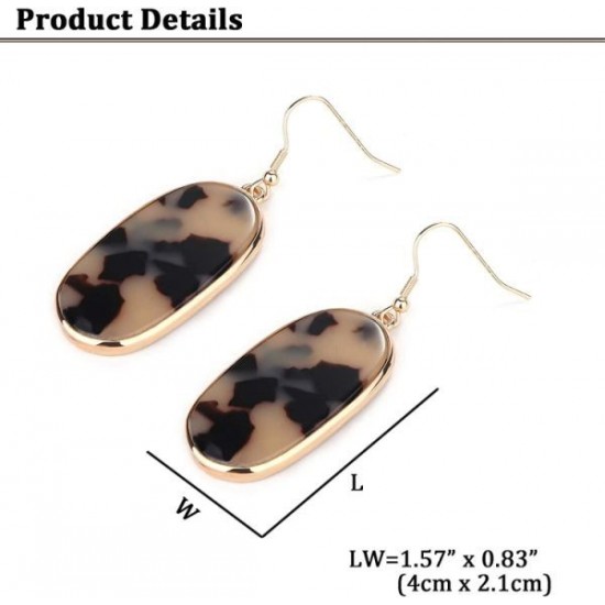 4Pairs Oval Acrylic Dangle Earrings For Women Lightweight Leopard Blue Green Shell Beige Mottled Resin Statement Oval Drop Earrings Set